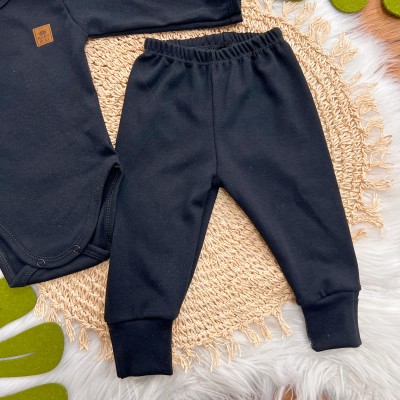 Conj. Body e Calça 100% Algodão Pima com Proteção UV50+ - Preto